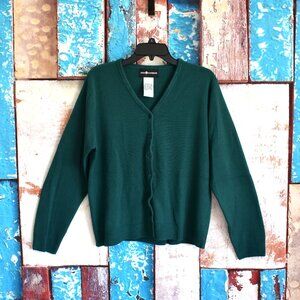 Women's Sag Harbor Top Sweater Button Closure V-Neck Long Sleeve XLARGE Green